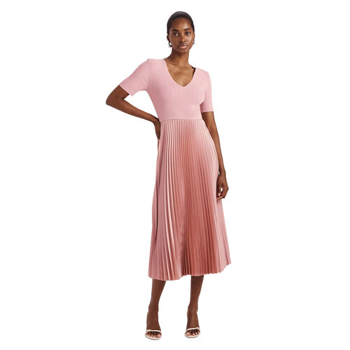 SABA Vicky V-neck Mixed Media Dress